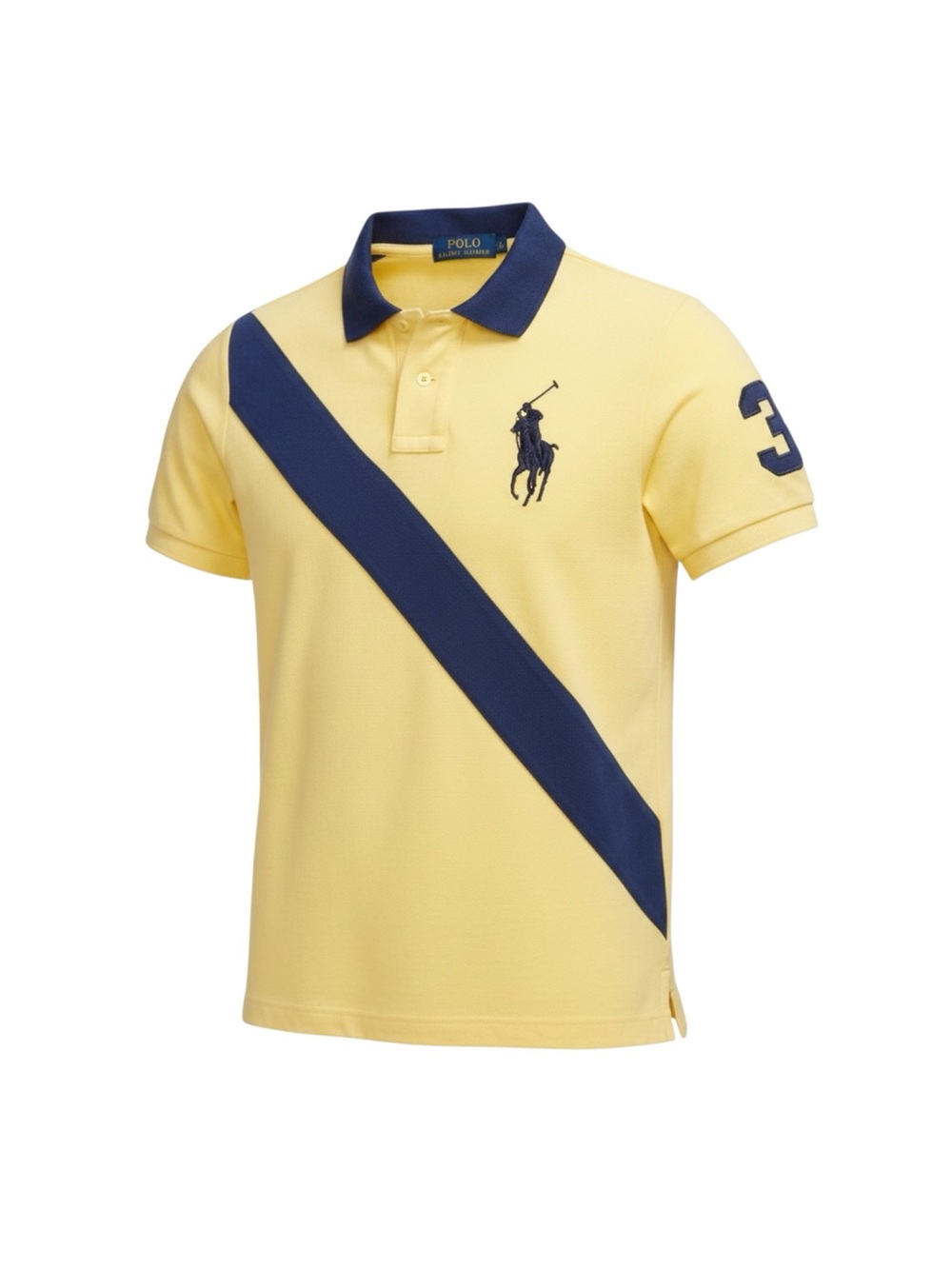 POLO Ralph Lauren Yellow+Navy Diagonal Stripe Polo | Teen 14-16 | Retail $95